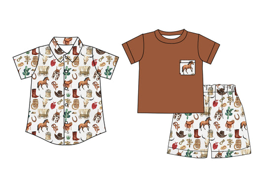 4.8 custom each style moq 5eta 4-6week Sibling Sister horse baby boy sets and top match family design