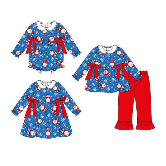25.7.4 custom each style moq 5eta 4-6week Sibling Sisters Christmas baby girl long sleeve pants sets and dress and rompers match family design