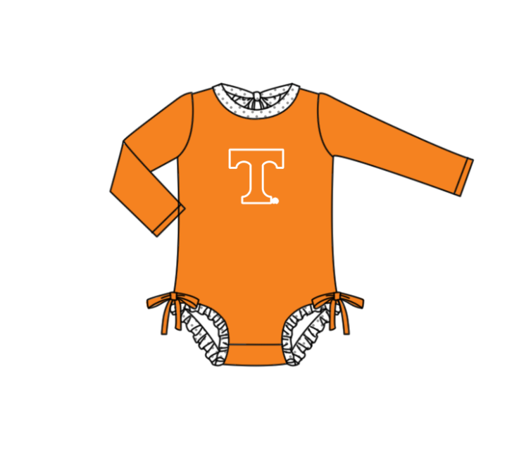 Custom moq 5 mix size milk silk summer teams baby girl boys clothes Orange Two-Piece Swimsuit Set One Piece Swimsuits boy swim trunks
