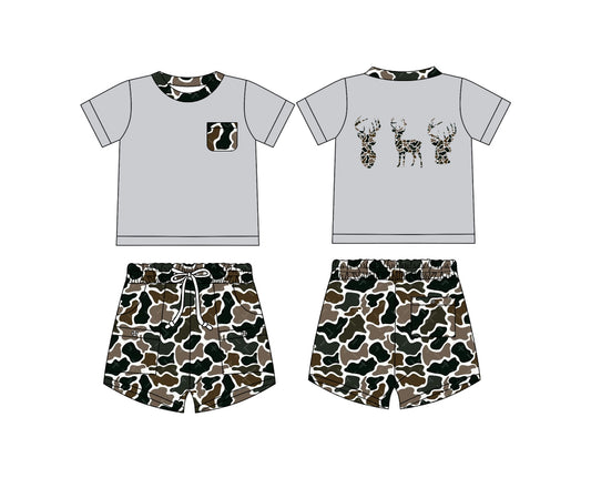 12.9 custom each style moq 5eta 4-6week Sibling Sister camouflage baby girl short sleeve shorts fish sets 1 and easter sets 2 match design