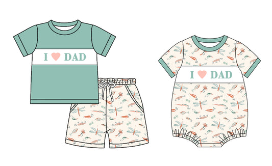 25.11.12 custom each style moq 5 eta 6-8 week Sibling Sister i love dad baby boy short sleeve shorts sets and boy rompers match family design