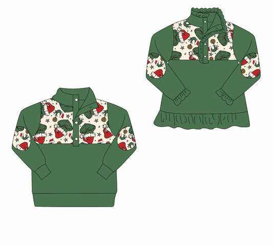 25.8.21 custom each style moq 5eta 4-6week Sibling Sister Christmas green baby boy long sleeve top 2