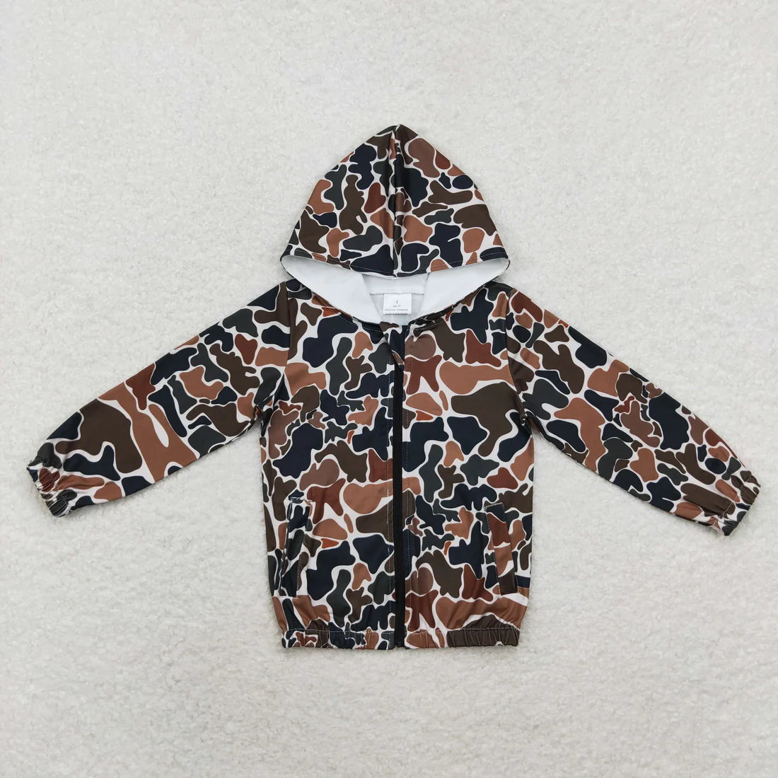 RTS NO MOQ Sibling Baby boys clothes camouflage zipper hooded long sleeve tops