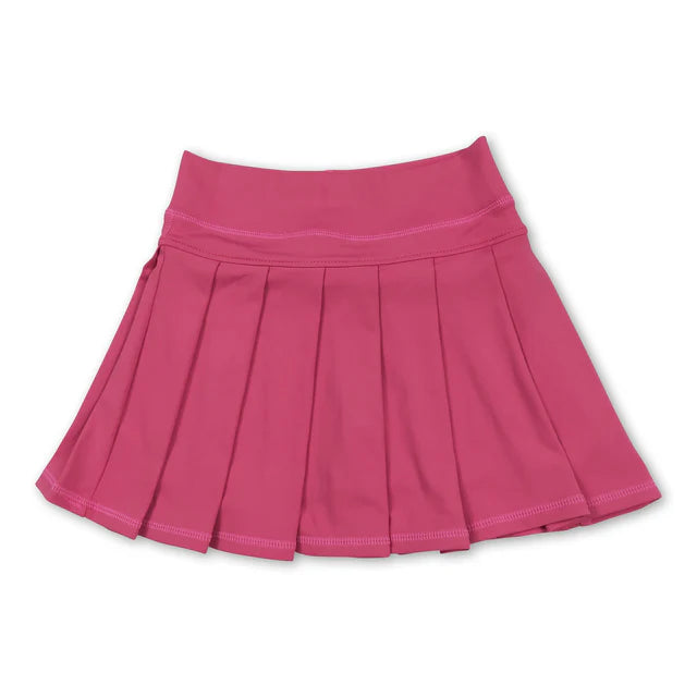 RTS NO MOQ Sibling Baby Girls Pink Yoga Skorts Pleated Skirts Bottom
