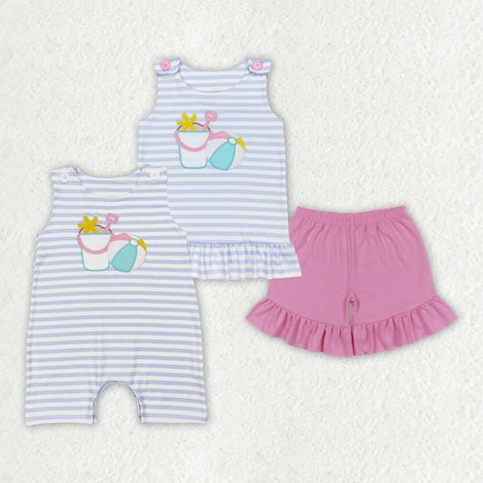 RTS NO MOQ baby girl clothes embroidery Rompers Clothes Sets