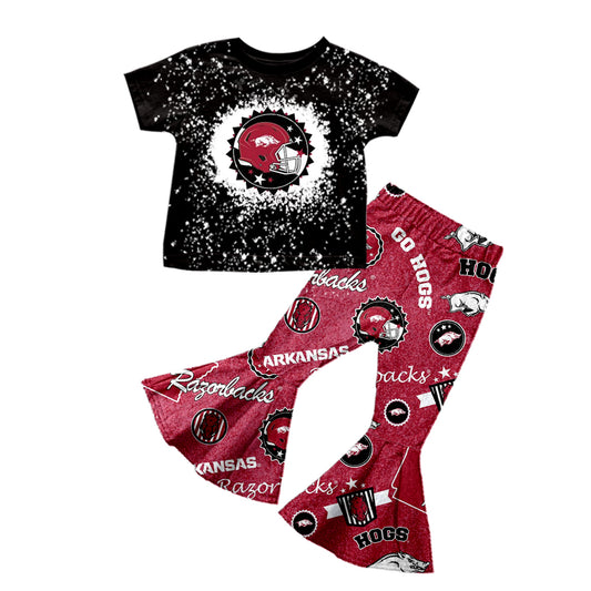 baby girl clothes team black top brick red pants toddler girl summer outfit