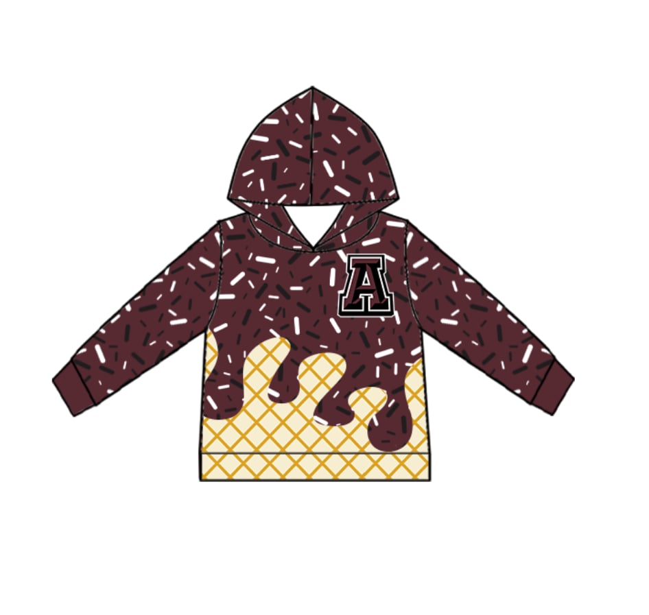 Custom moq 5 mix size baby kids clothing girls clothing A Maroon Ice Cream Summer Girls Clothes
