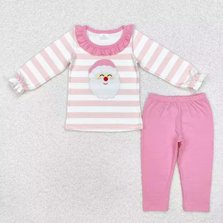 RTS NO MOQ Santa Claus pattern blue striped long-sleeved suit-membrella & pink striped long-sleeved suit-membrella