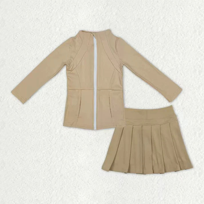 RTS NO MOQ Sibling baby Girls clothes yoga solid color long sleeve Clothes skirts Sets