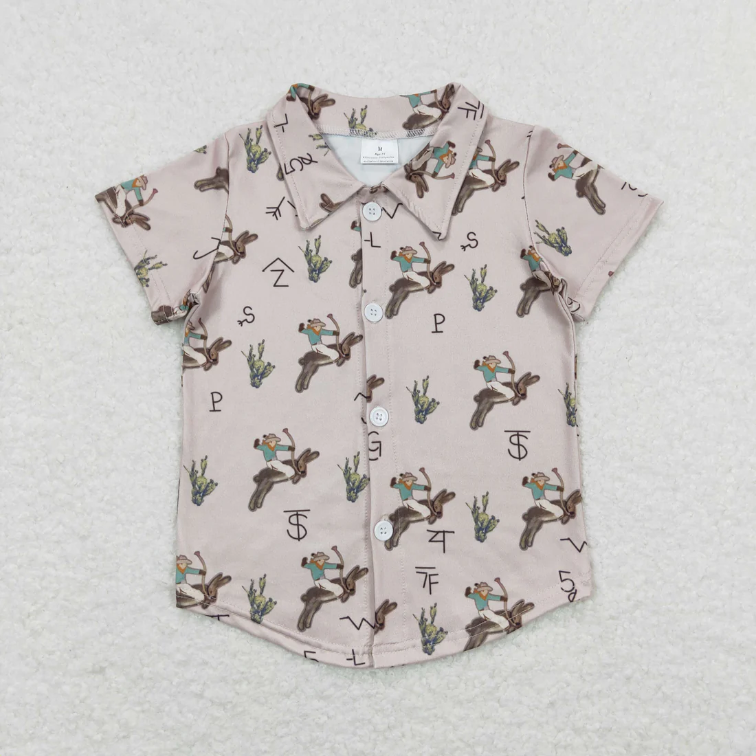 RTS NO MOQ Sibling baby boys clothes western riding horse catcus short-sleeved tops