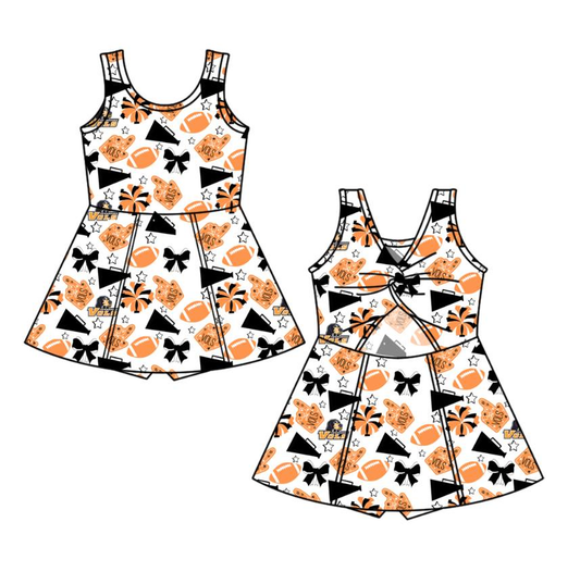 Custom moq 5 each style eta 6-7weeks baby girl clothes team orange sleeveless dress-25.9.4