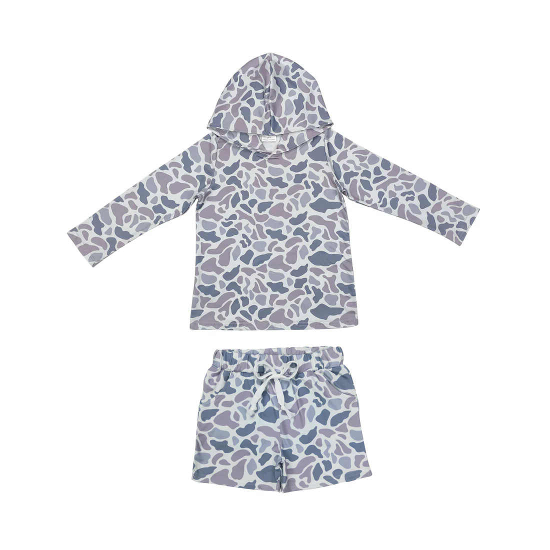 RTS NO MOQ Sibling baby girls clothes ice cream camouflage hooded long sleeve shorts sets