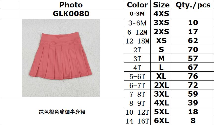 RTS NO MOQ（In Stock) GLK0080 Pure orange yoga skirt