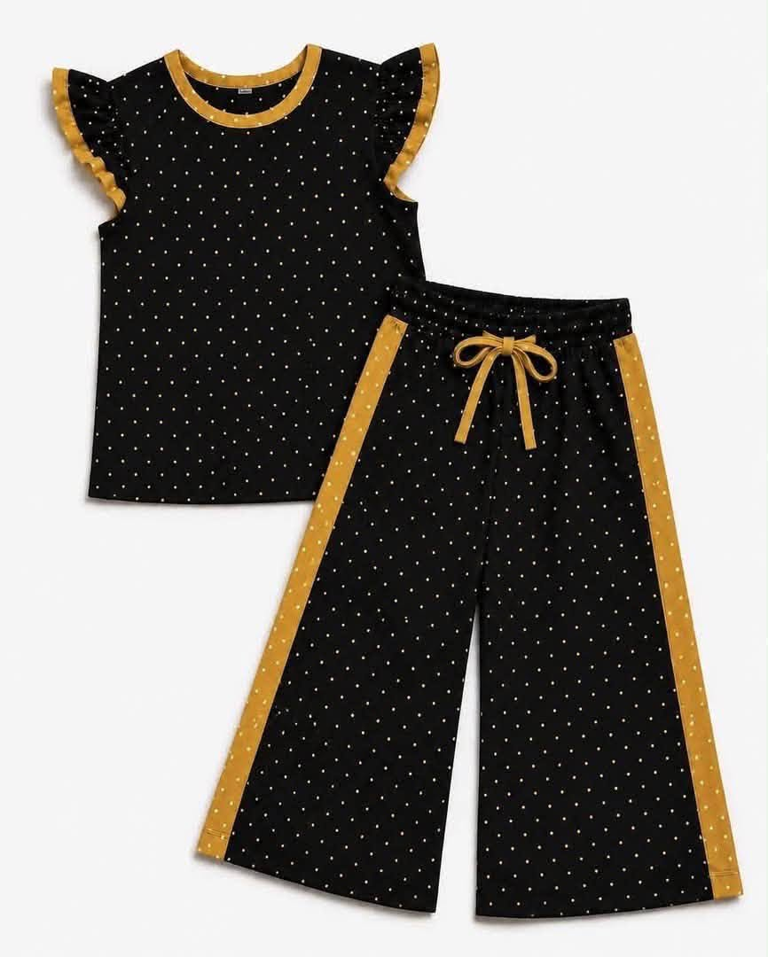custom moq 5 mix size RRHRJI0102 Baby Girls Polka Dot Print Flutter Sleeve Top Pants Team Outfit