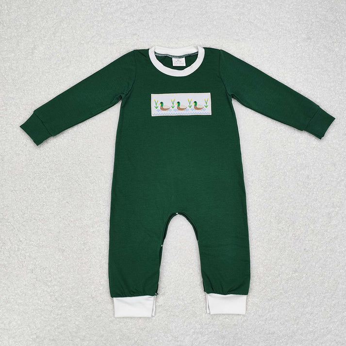 RTS NO MOQ Baby boy clothes embroidery duck puppy long Sleeve Romper Mixed Sizes