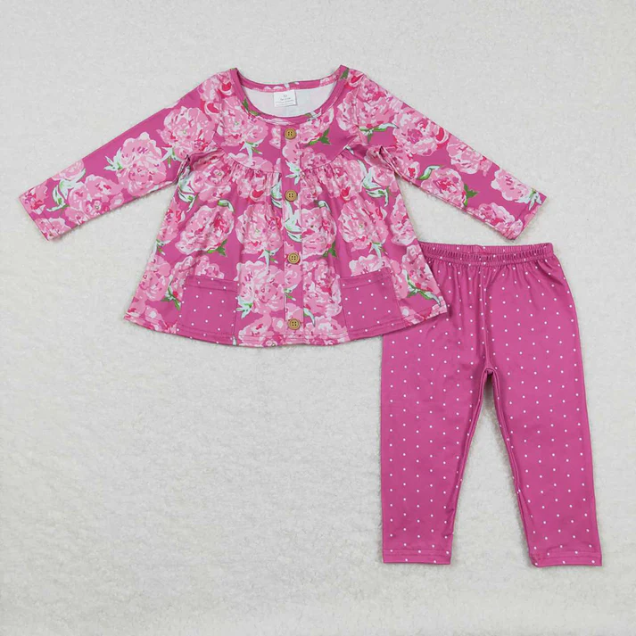 RTS Sibling baby girl clothes floral long Sleeve pants sets