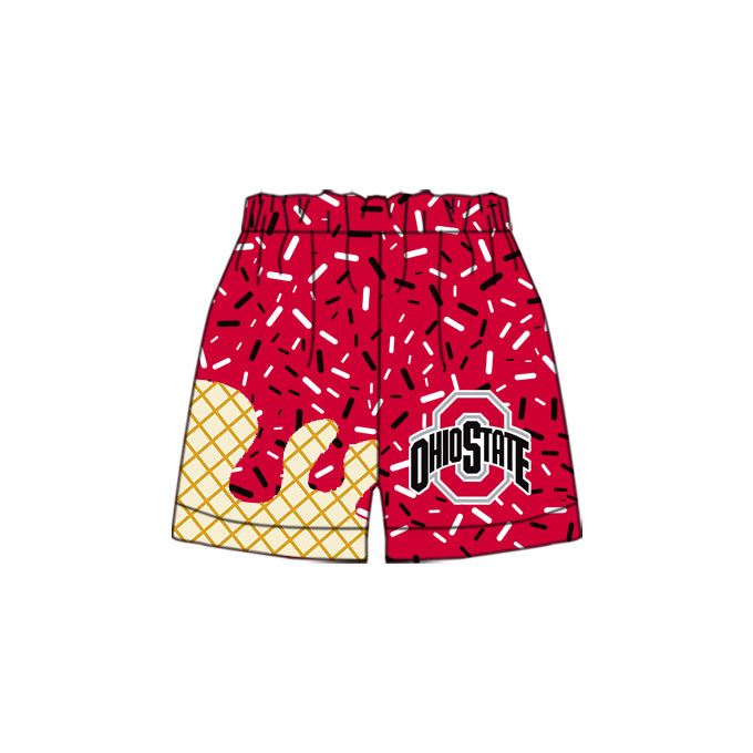 Custom summer teams baby girls clothes team red hooded long sleeve tops and skirts and shorts-25.5.14