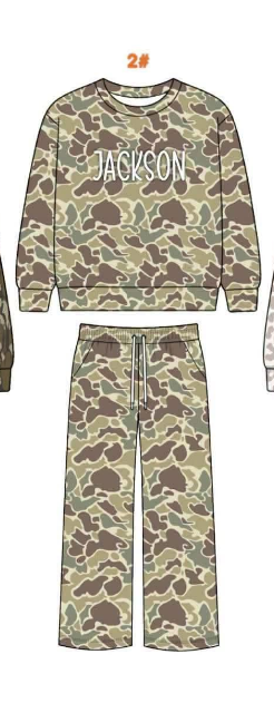 pre order no moq GSMC01 Camouflage Leopard Print Lightweight Sweat  sets without name only blank style