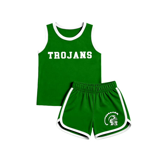 custom moq 5 mix size LYWD01 Baby Kids Letter Printed Sleeveless Tank Top Elastic Waist Shorts Team Set
