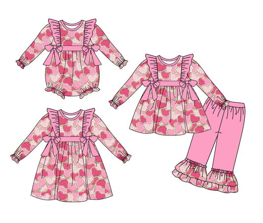 25.9.20 custom each style moq 8 eta 6-8week Sibling Sisters love baby girl long sleeve pants sets and dress and rompers match family design