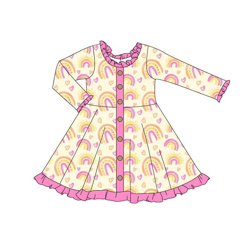 9.11 custom each style moq 5eta 4-6week Sibling Sister rainbow pink baby girl dress and rompers match family design
