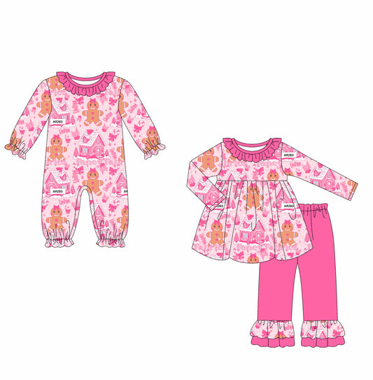 25.6.11 custom each style moq 5eta 4-6week Sibling Sisters Christmas baby girl long sleeve pants sets and rompers match family design