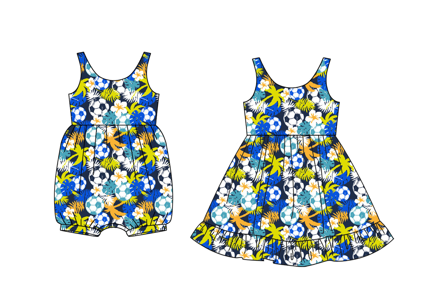 4.11 custom each style moq 5eta 4-6week Sibling Sisters floral football baby girl short sleeve dress and rompers match family design