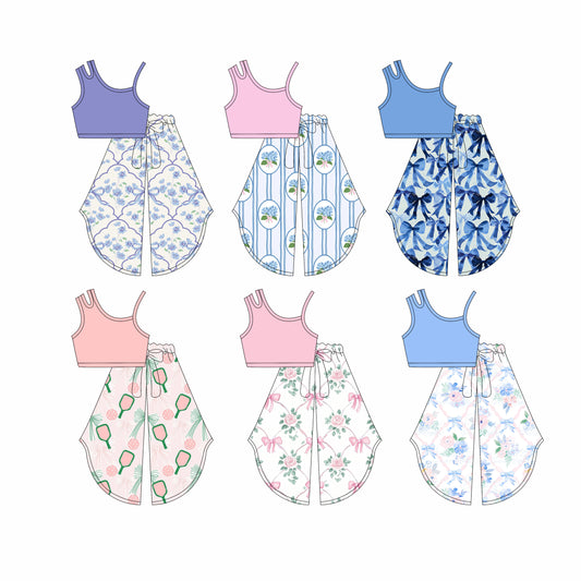4.1 custom each style moq 5eta 4-6week Sibling Sisters baby girl short sleeve pants sets and sets 6 match family design