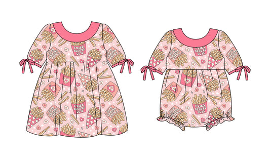 25.10.4 custom each style moq 8 eta 6-8week Sibling Sisters love baby girl long sleeve dress and rompers match family design