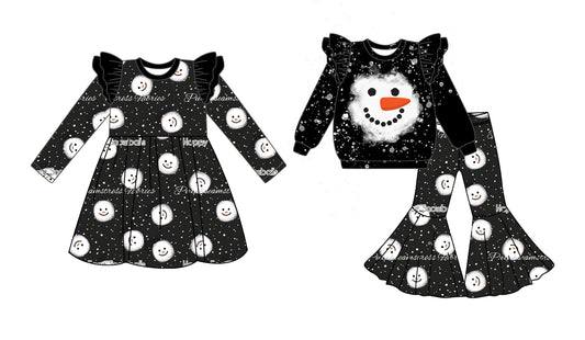 25.6.26 custom each style moq 5eta 4-6week Sibling Sisters baby girl long sleeve pants sets and dress match family design