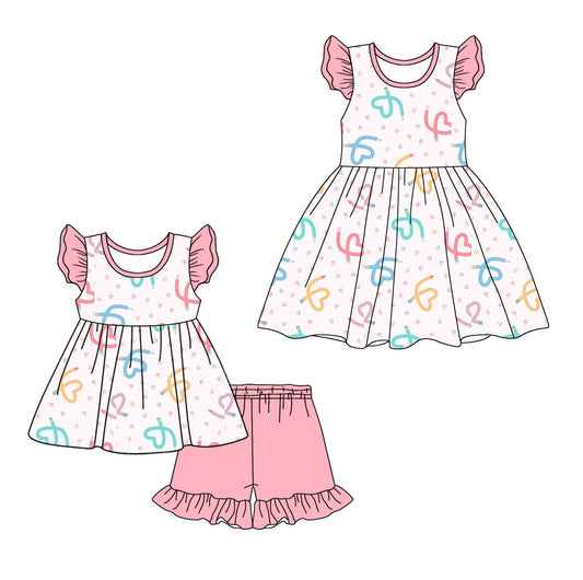 3.26 custom each style moq 5eta 4-6week Sibling Sister baby girl short sleeve shorts sets and dresses match design