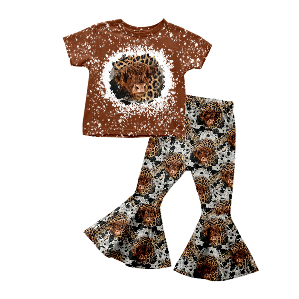 6.10 custom each style moq 5eta 4-5week baby girls clothes alpine brown short sleeve pants sets