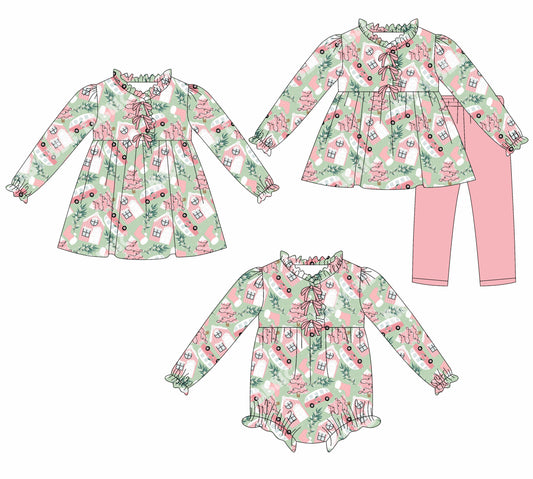 25.7.26 custom each style moq 5eta 4-6week Sibling Sisters Christmas baby girl long sleeve pants sets and dress and rompers match family design