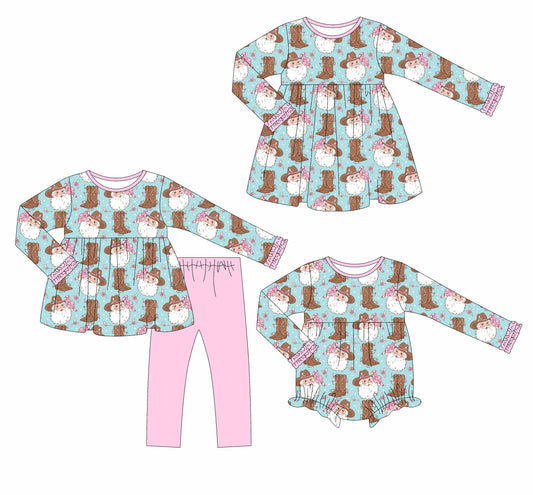 25.6.9 custom each style moq 5eta 4-6week Sibling Sisters Christmas boots baby girl long sleeve pants sets and dress and rompers match family design