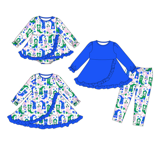 25.11.12 custom each style moq 5 eta 6-8week Sibling Sisters boot floral baby girl long sleeve pants sets and dress and rompers match family design