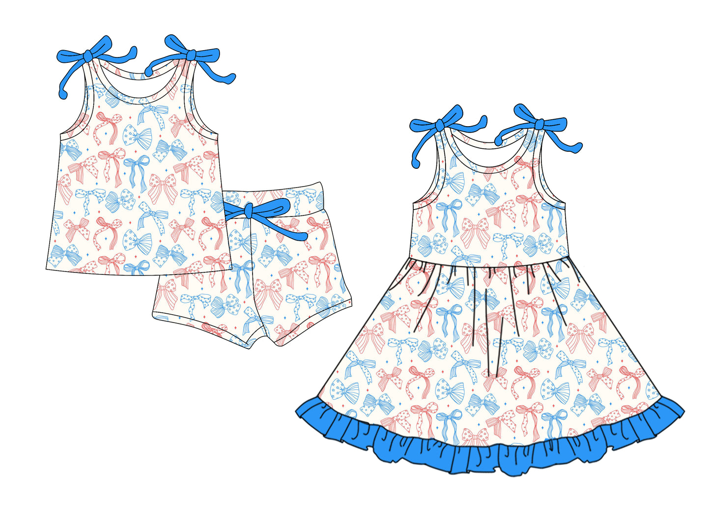 25.12.19 custom each style moq 5 eta 6-8week Sibling Sister bow baby short sleeve shorts sets and dress match design