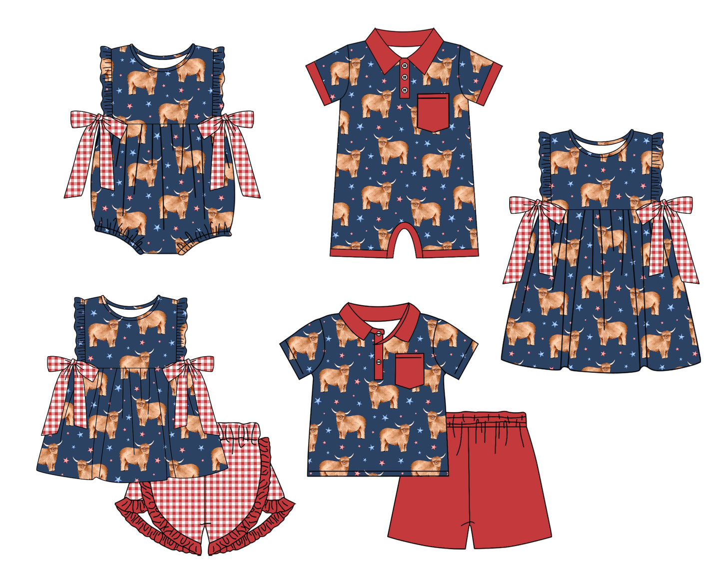 11.23 custom each style moq 5eta 4-6week Sibling Sister alpine baby girl short sleeve shorts sets and sets 2 and girls romper and boy romper and dress match design