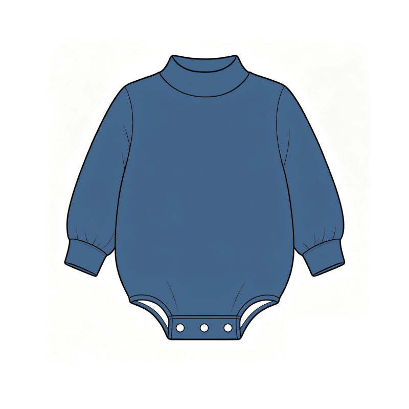 Custom moq 5 boys Blank Cotton Jumpsuit Navy Blue Long-sleeve high-neck Jumpsuit