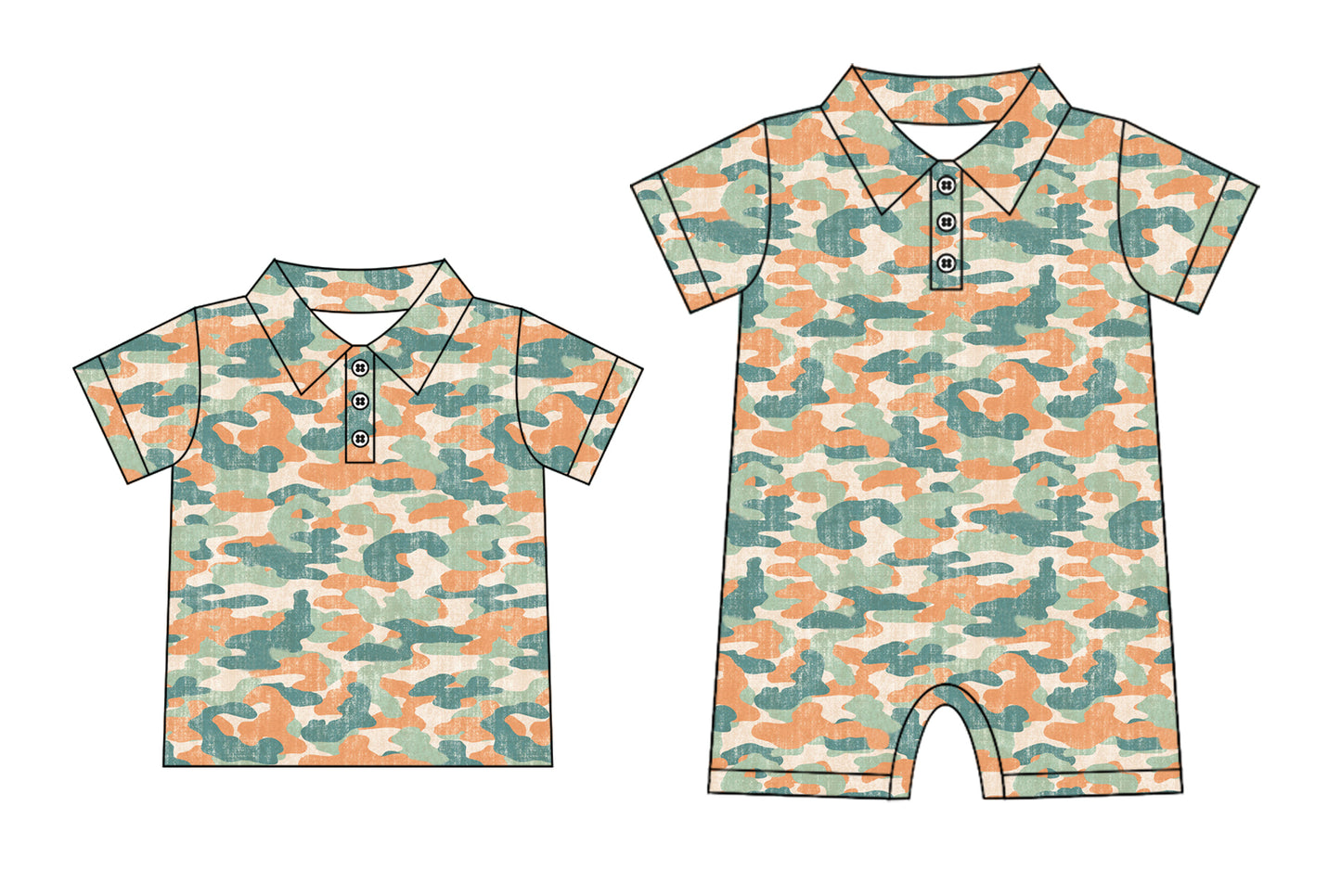 3.18 custom each style moq 5eta 4-6week Sibling Sister camouflage baby boy rompers and top match family design