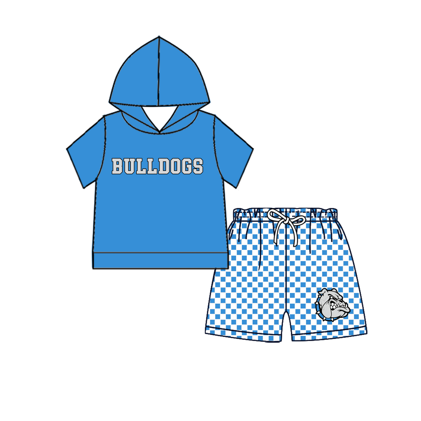 custom moq 5 mix size MSD070806 Baby Kids Summer Short Sleeve Hooded Top Elastic Waist Shorts Clothes Set
