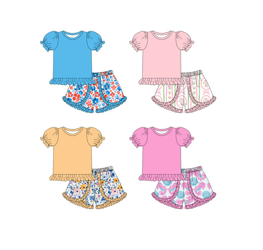 3.25 custom each style moq 5eta 4-6week Sibling Sister baby girls short sleeve set and set 4 match design