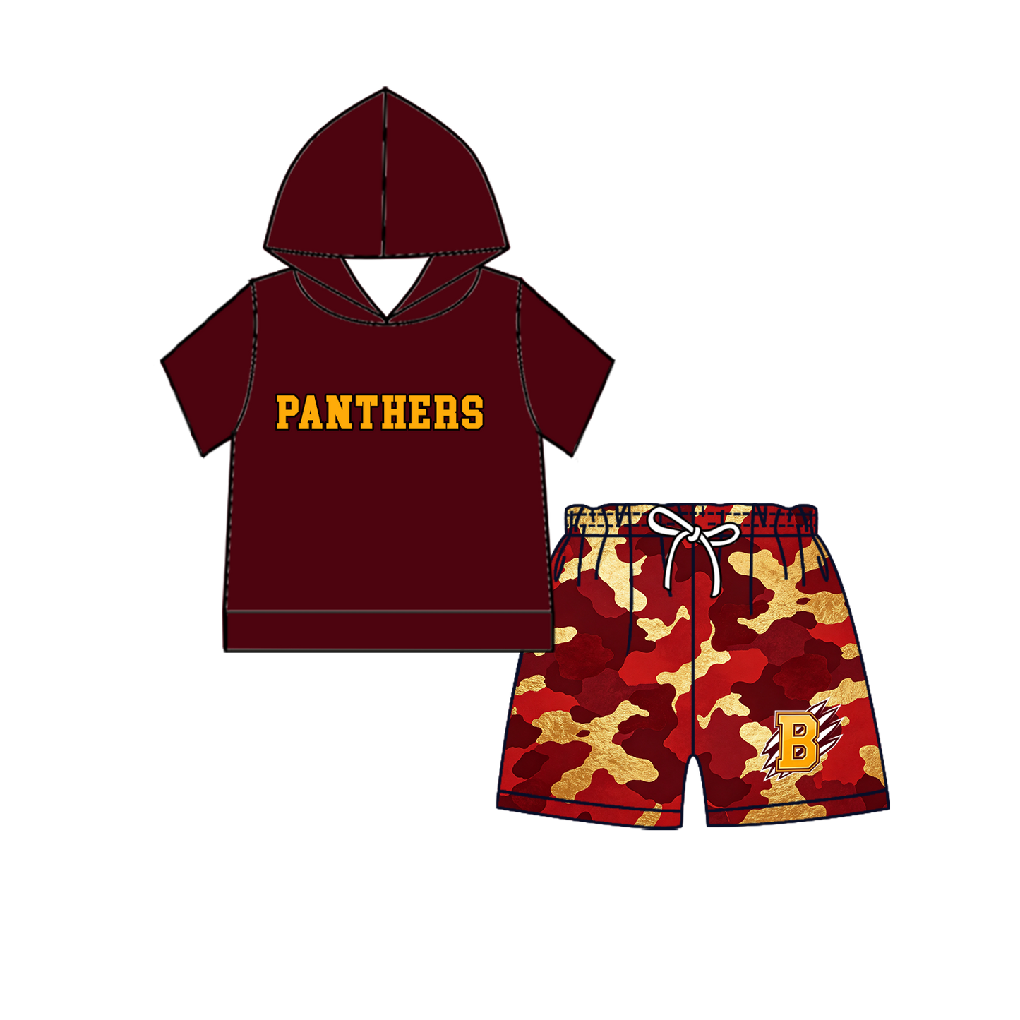 custom moq 5 mix size MSD070706 Baby Kids Short Sleeve Hooded Top Elastic Waist Shorts Clothes Set