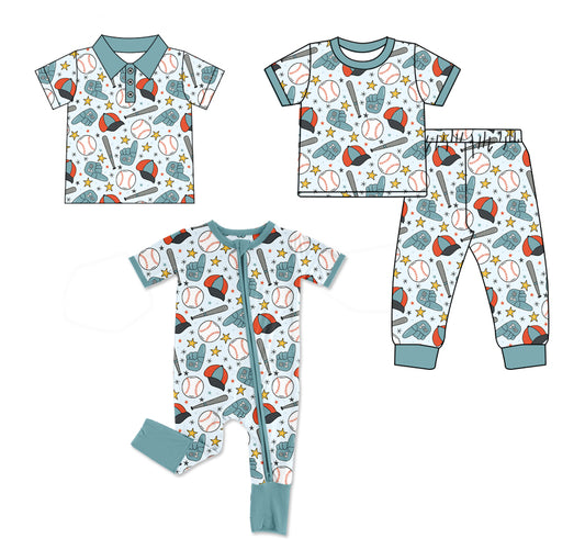 Custom moq 5 mix size Gray-Blue Baby Boys' Romper Polo Shirt Set with Short Sleeves And Trousers