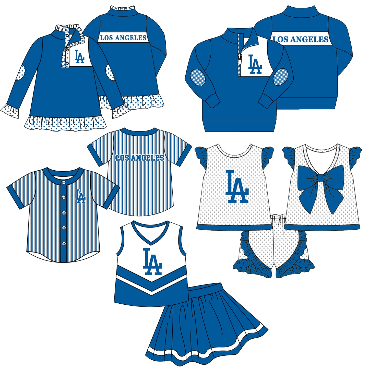 Custom moq 5 mix size milk silk summer teams Girls Long Sleeve Blue Top Matching Short Sleeve Set Boys Tops