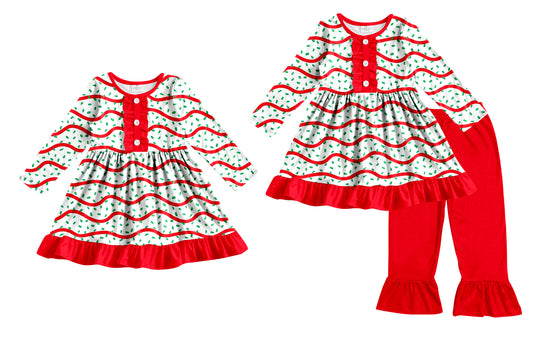 25.8.28 custom each style moq 5eta 4-6week Sibling Sisters Christmas red baby girl long sleeve pants sets and dress match family design