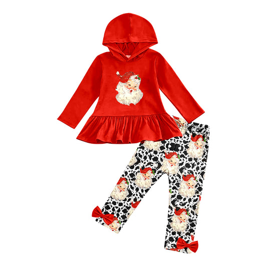 6.12 custom each style moq 5eta 4-5week Sibling Sister Christmas red girls hooded sets and pumpkin orange sets match family design