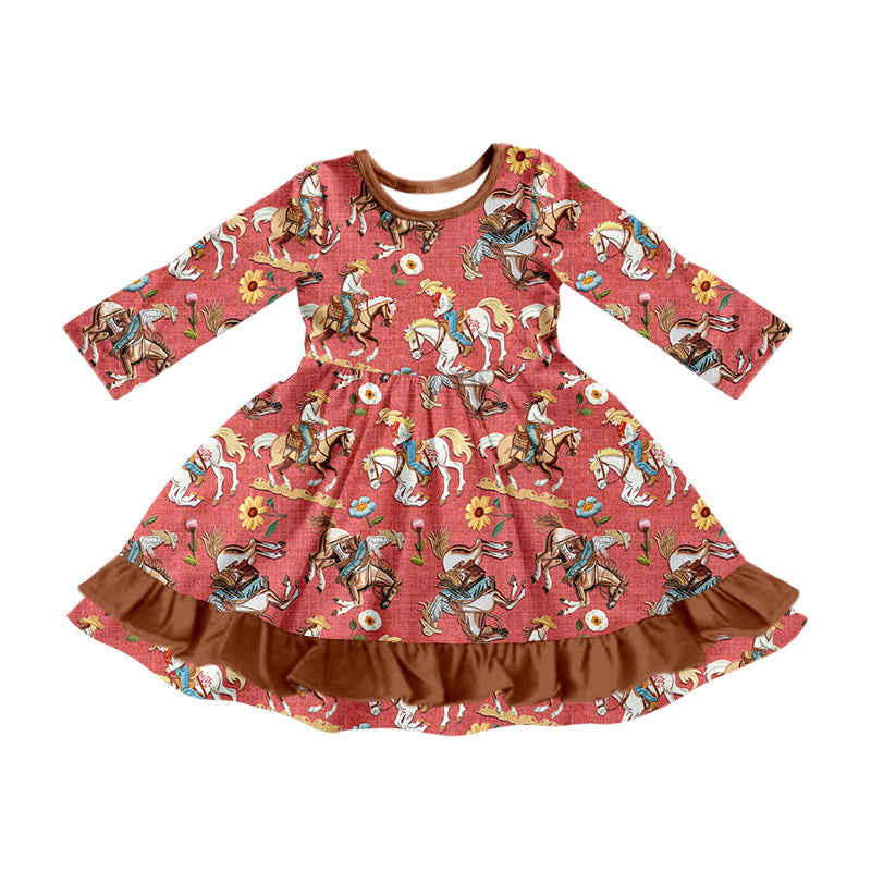 8.14 custom each style moq 5eta 4-6week Sibling Sister riding horse baby girl sets and dress and rompers match family design