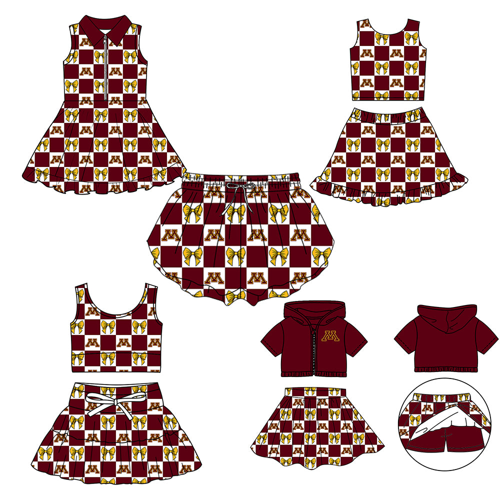 Custom moq 3 or 5 mix size milk silk summer teams baby girl clothes dark red sleeveless skirts sets 3 and dresss and shorts-26.1.22
