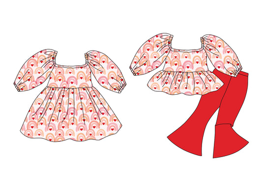 25.12.12 custom each style moq 5 eta 6-8week Sibling Sister love baby short sleeve pants sets and dress match design