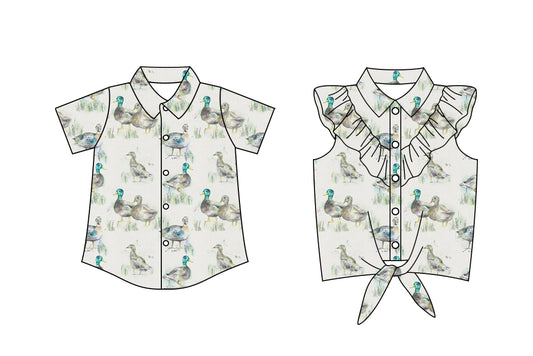 25.10.23 custom each style moq 5 eta 6-8 week Sibling Sister duck baby girl boy short sleeve top 2 match family design